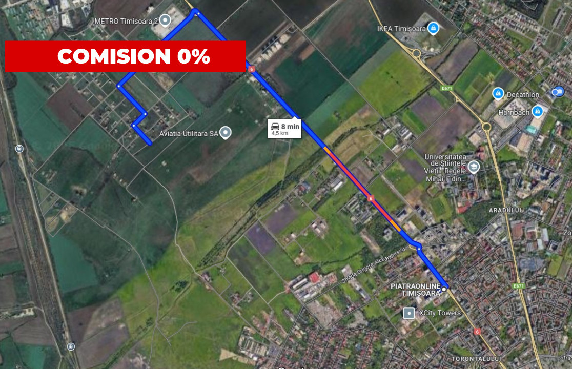 Teren 976 mp, regim S+P+2E, utilat, COMISION 0% - Torontalului