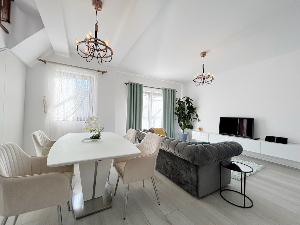 Duplex 3 camere, 90mp utili, 330 teren, mobilat utilat in Mosnita Noua