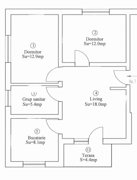 Apartament modern, 3 camere, 60 mp utili - Remetea Mare
