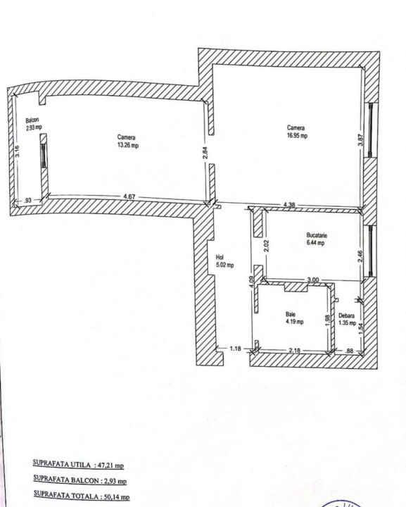 Apartament 2 camere, etajul 2, 47mp utili in Dambovita