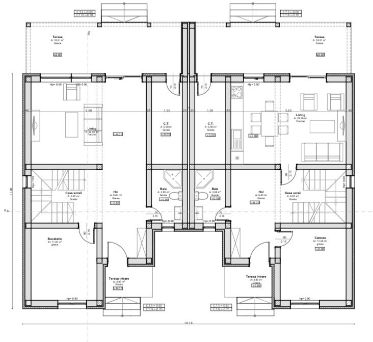 Duplex despartit prin tehnica, 4 camere - Sanandrei