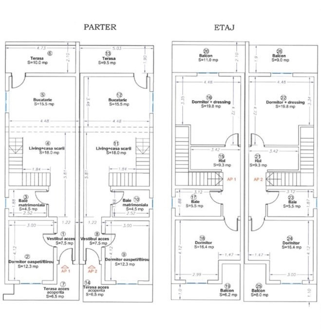 Duplex spatios, 4 camere, 110 mp utili, 360 mp teren - Covaci