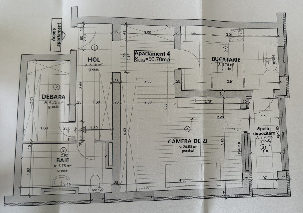 Apartament spatios, decomandat, 51 mp, parter - Chisoda