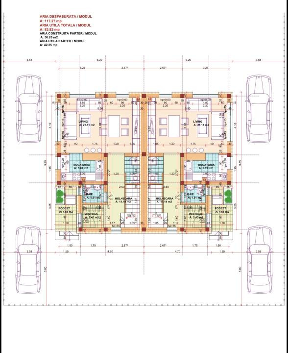 Duplex 3 camere, 3 bai, 85mp utili, 290mp teren - Mosnita Veche