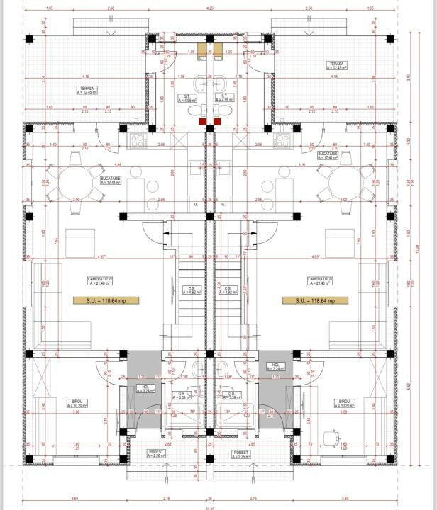 Duplex 4 camere, 118 mp utili, 425 mp teren - Mosnita Veche