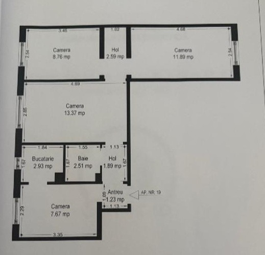 Apartament cu 4 camere, semidecomandat, etaj 4/5 - Sagului