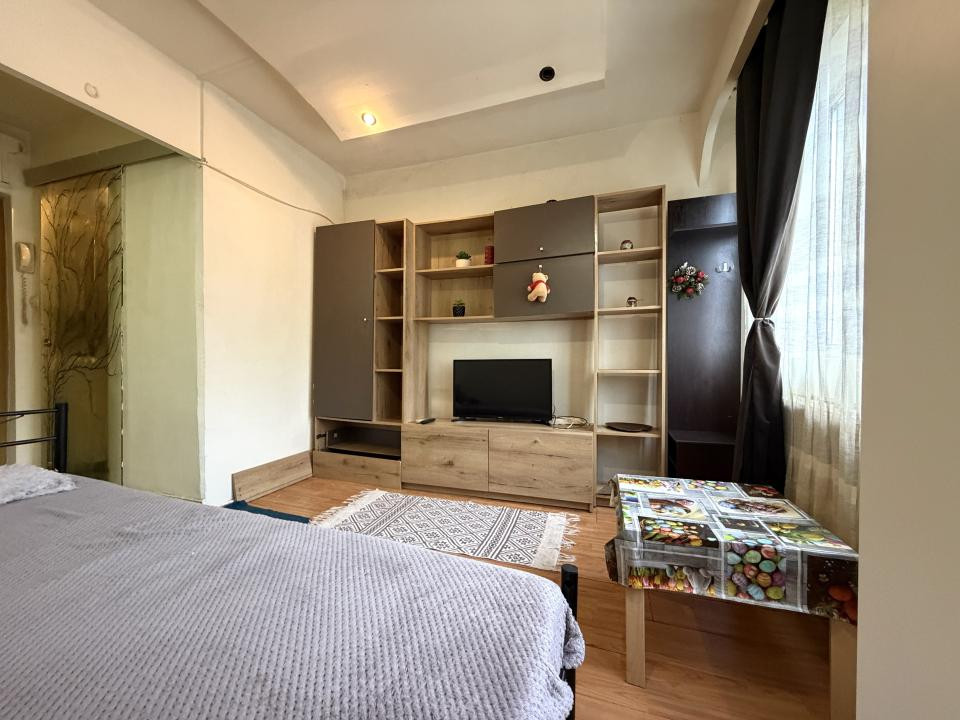 Apartament cu o camera, 17 mp utili, etaj 4, mobilat- Buziasului