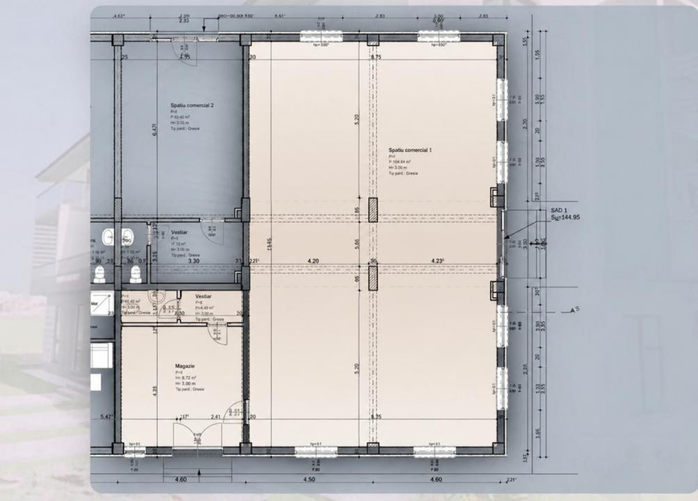 Spatiu comercial 146,70mp utili, 1 vestiar+1baie in Chisoda 