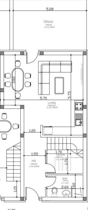 Duplex 4 camere, 113 mp utili, toate utilitatile - in Giroc